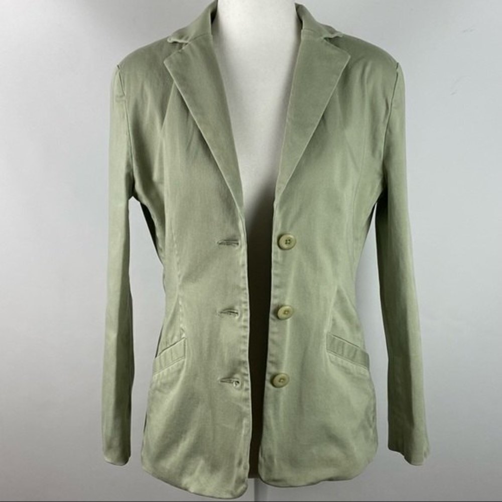 L.L Bean Womens Blazer Size 6P Light Green Button Front Ladies Top Blazer - Picture 3 of 8